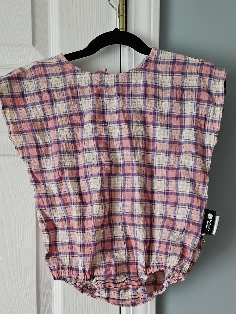 Plaid Pink & Cream Baby T Shirt Romper